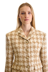Notch Lapel Single Breasted Houndstooth Jacket