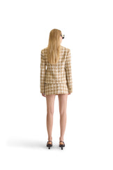 Notch Lapel Single Breasted Houndstooth Jacket