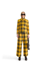 Notch Lapel Single Breasted Plaid Wool Blazer