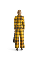 Notch Lapel Single Breasted Plaid Wool Blazer