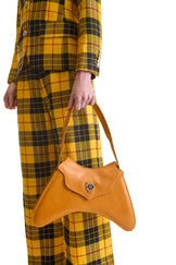 Tailored Wool Wide Leg Plaid Trousers