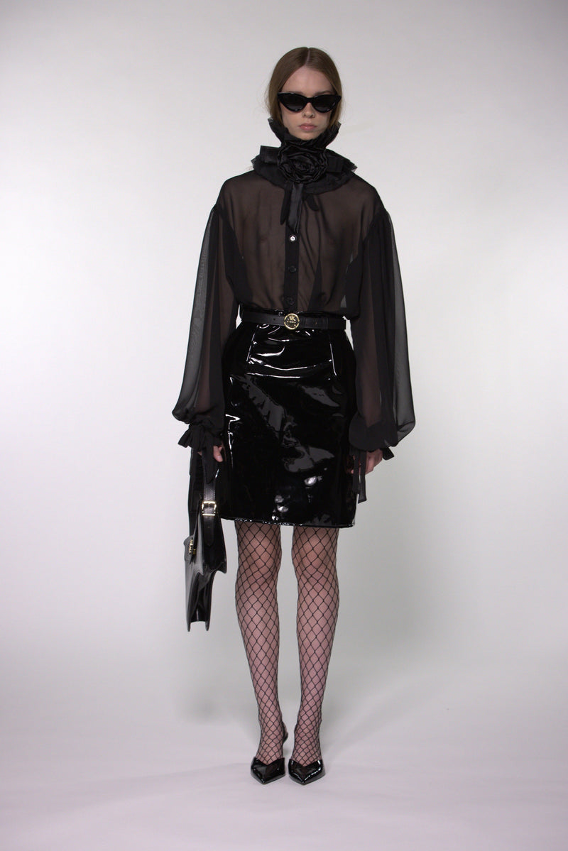 Black Sheer Silk Organza Shirt