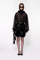 Black Shiny Midi Skirt