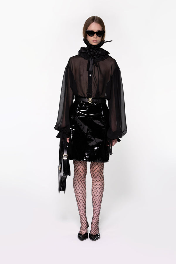 Black Sheer Silk Organza Shirt