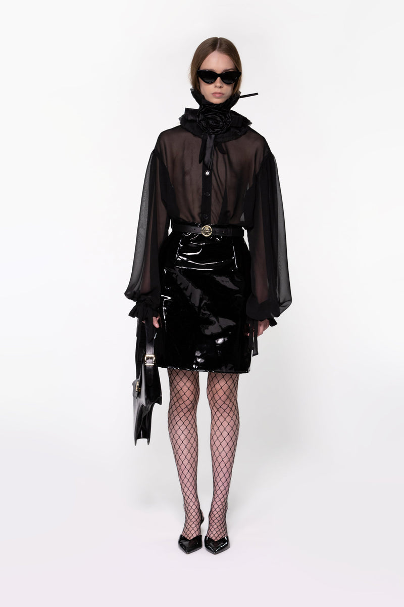 Black Sheer Silk Organza Shirt