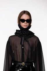 Black Sheer Silk Organza Shirt