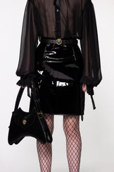Black Shiny Midi Skirt