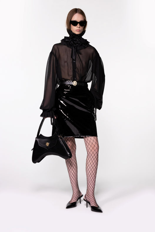 Black Sheer Silk Organza Shirt