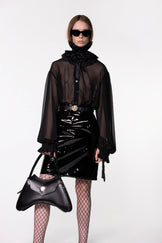 Black Sheer Silk Organza Shirt