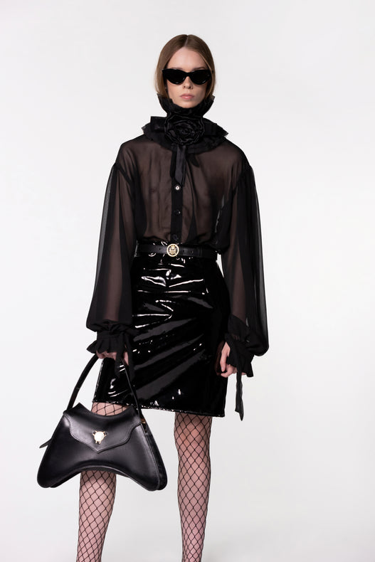 Black Sheer Silk Organza Shirt