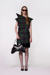 Green Tartan Sculptural Double Breasted Jacket