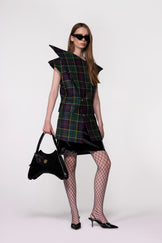 Green Tartan Sculptural Double Breasted Jacket