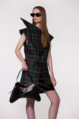 Green Tartan Sculptural Double Breasted Jacket