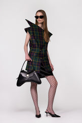 Green Tartan Sculptural Double Breasted Jacket