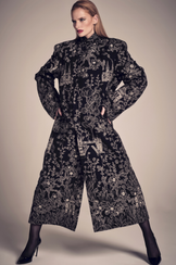 Hand-Embroidered London Wool Long Coat