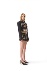 Tailored Wool Contrast Piping Shorts