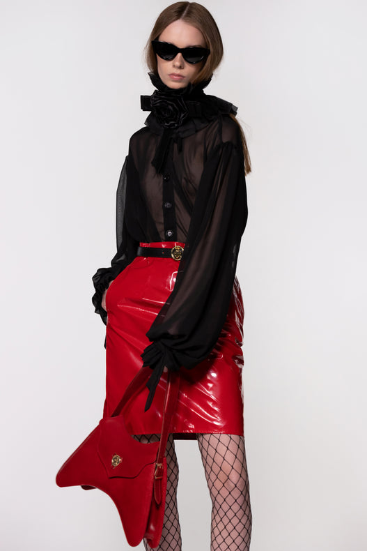 Black Sheer Silk Organza Shirt