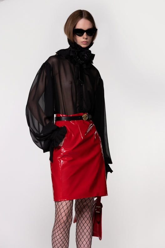 Black Sheer Silk Organza Shirt