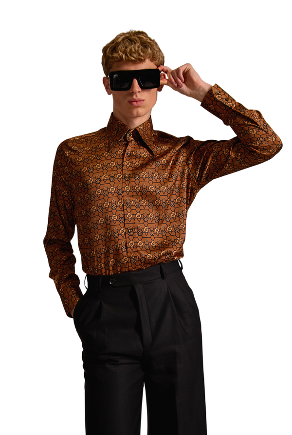 Tailored Fit Monogram Print Shirt