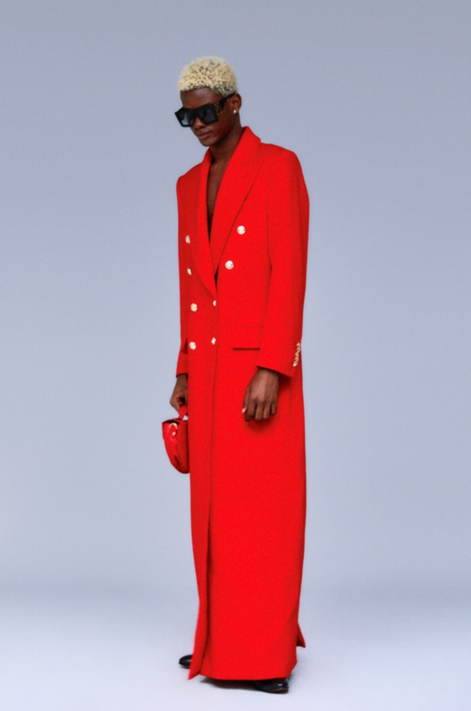 Peak Lapel Double Breasted Wool Overcoat