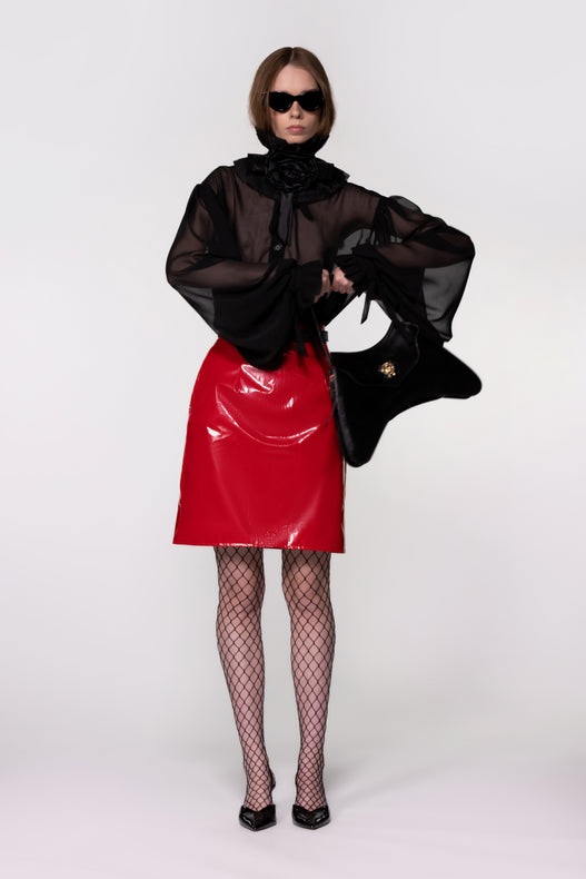 Black Sheer Silk Organza Shirt