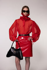 Red Sheer Silk Organza Shirt