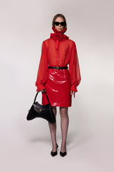Red Sheer Silk Organza Shirt