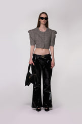 Tailored Cropped Buttoned Tweed Wool Top