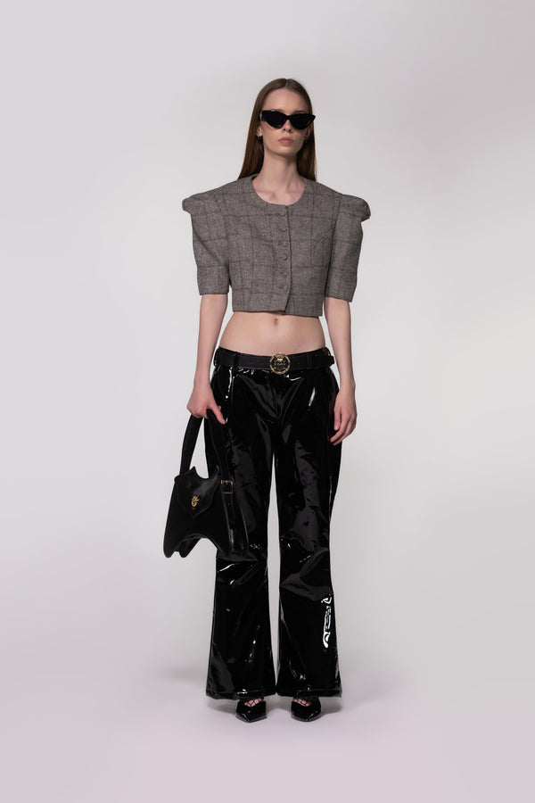Tailored Cropped Buttoned Tweed Wool Top