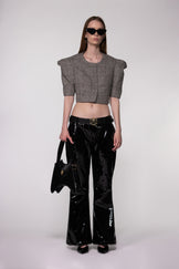 Tailored Cropped Buttoned Tweed Wool Top