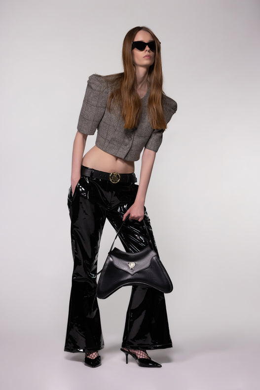 Tailored Cropped Buttoned Tweed Wool Top