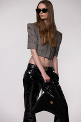Tailored Cropped Buttoned Tweed Wool Top