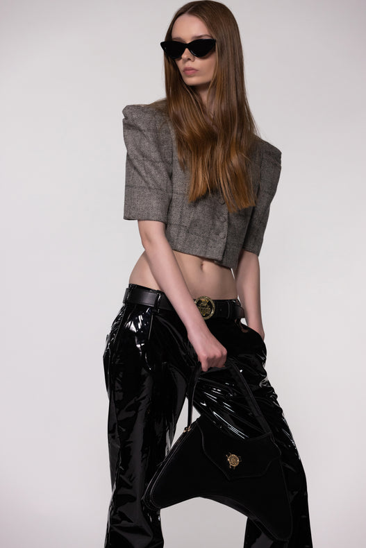 Tailored Cropped Buttoned Tweed Wool Top