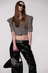 Tailored Cropped Buttoned Tweed Wool Top