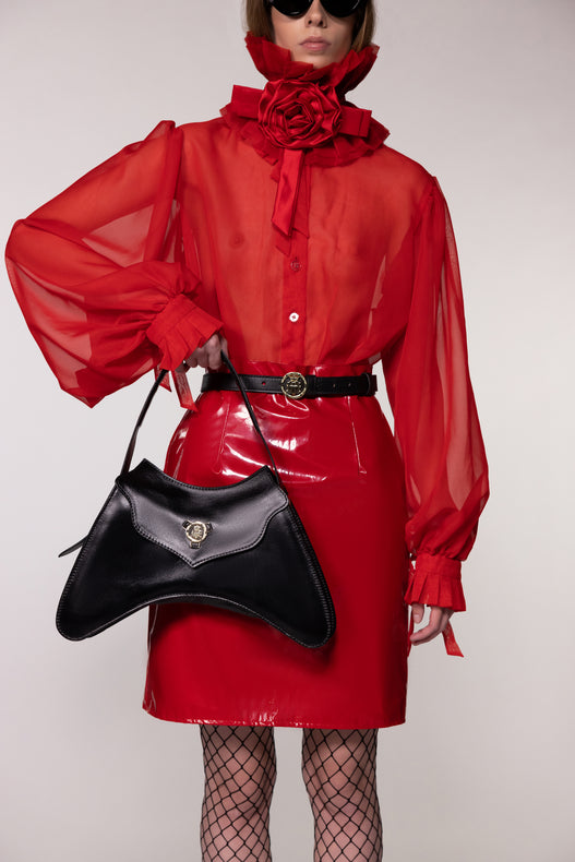 Red Sheer Silk Organza Shirt