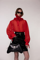Red Sheer Silk Organza Shirt
