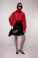 Red Sheer Silk Organza Shirt