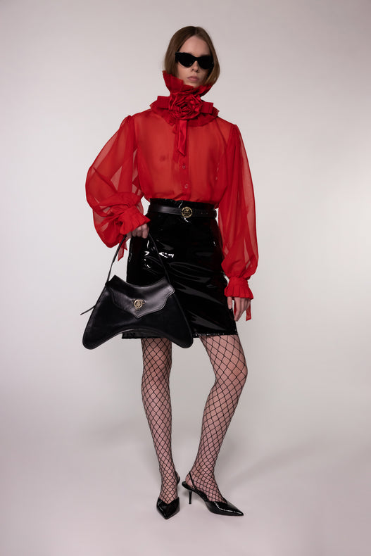 Red Sheer Silk Organza Shirt