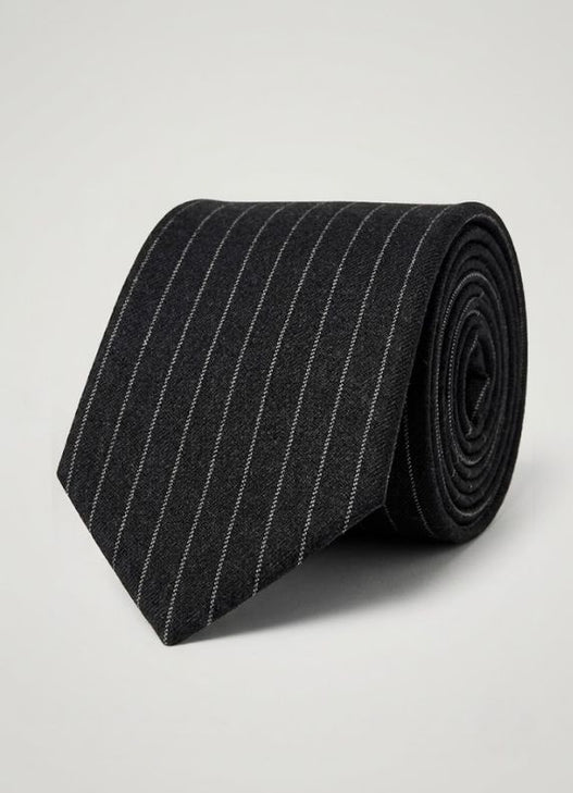 Tailored Wool Pinstripe & Cashmere Tie