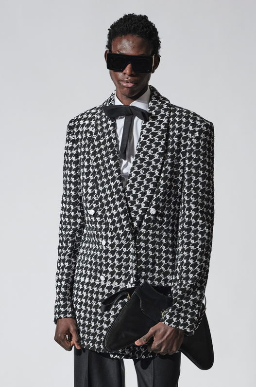 Hand-Embroidered Double Breasted Wool Blazer