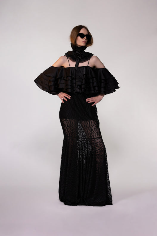 Black Sheer Lace Dress
