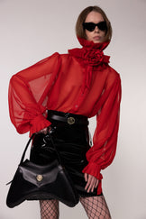 Red Sheer Silk Organza Shirt
