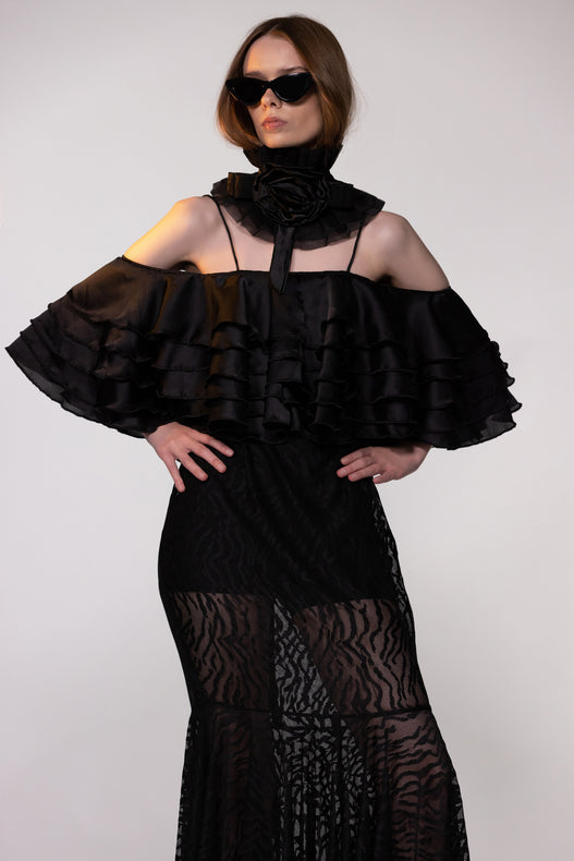 Black Sheer Lace Dress