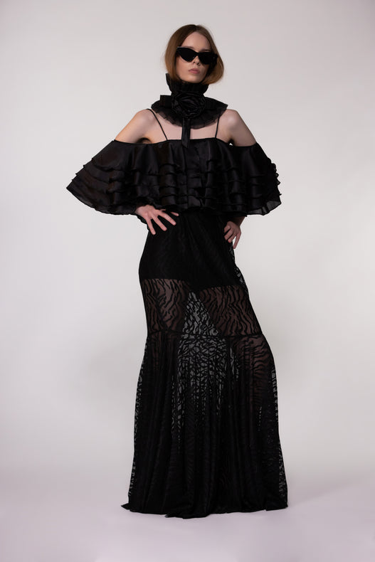Black Sheer Lace Dress