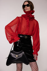 Red Sheer Silk Organza Shirt