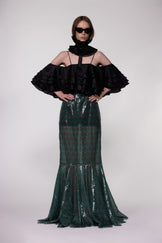 Helen Anthony Monogram Sheer Frill Dress