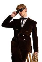 Double Breasted Peak Lapel Velvet Blazer