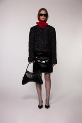 Hand-Embroidered Sequin Cropped Wool Jacket