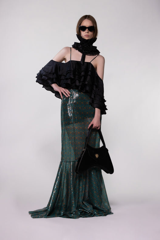 Helen Anthony Monogram Sheer Frill Dress