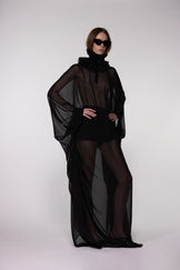 Black Sheer Chiffon Cape